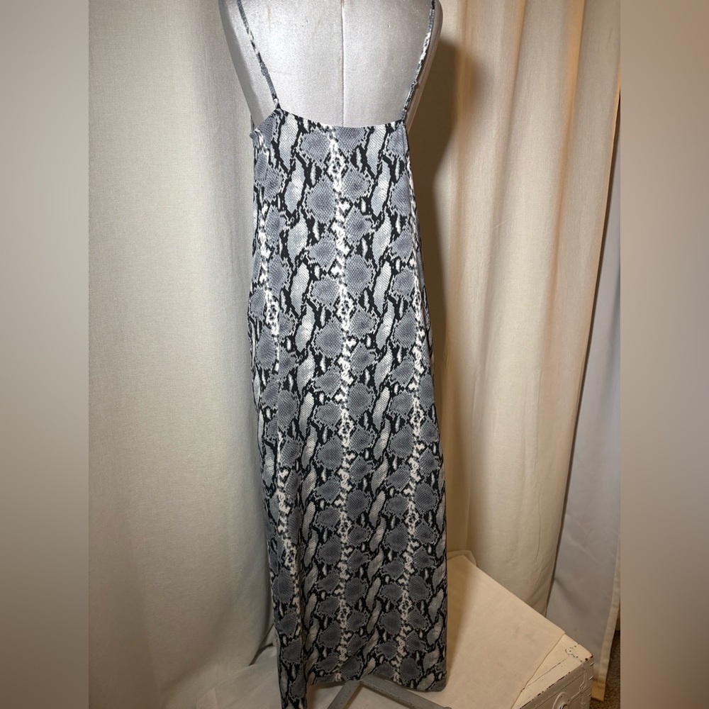 BuddyLove Snake Print Maxi Slip Dress Lined Side Slits Adjustable Straps Small - Picture 9 of 12